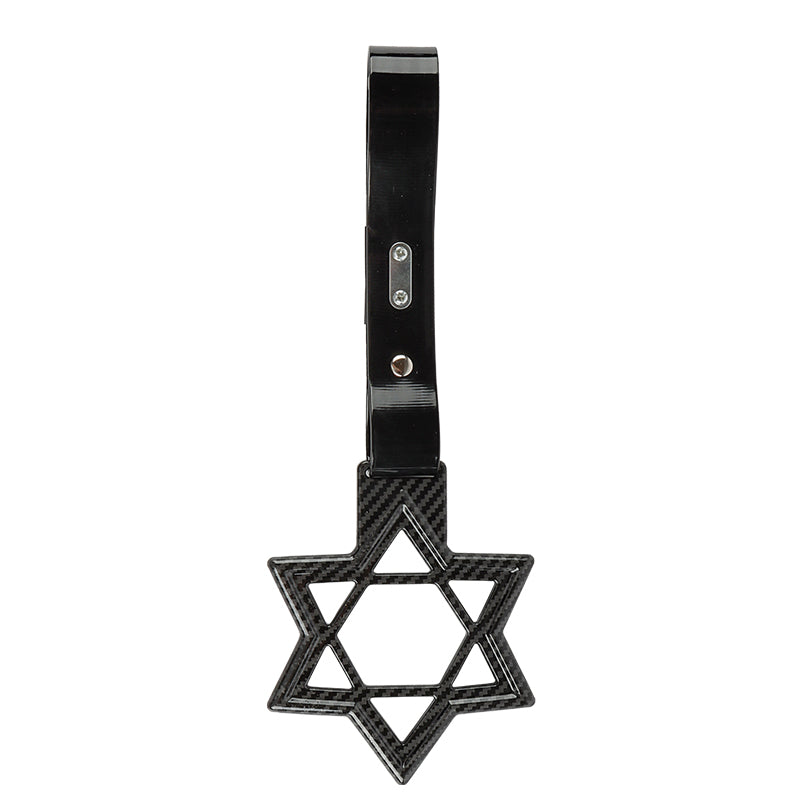 Brand New Hexagram Shaped Carbon Fiber JDM TSURIKAWA Subway Bus Black Handle Strap Charm Drift