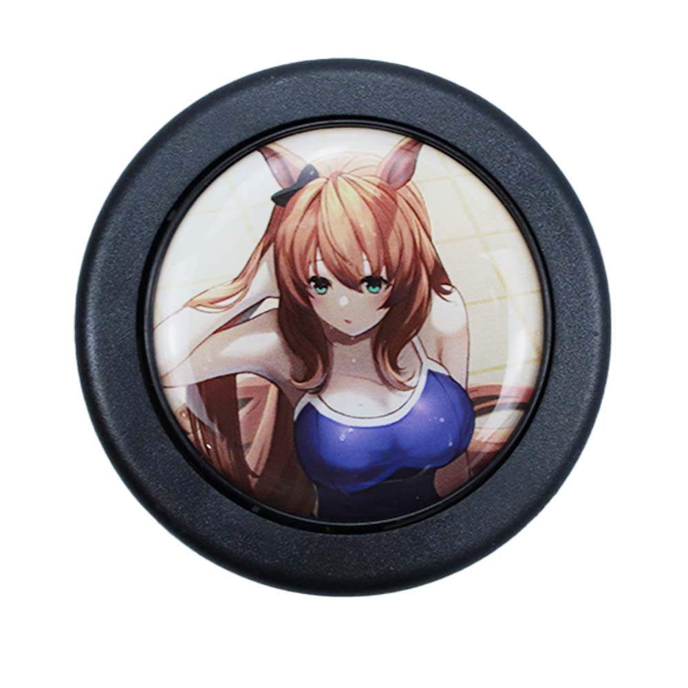 Brand New Universal Anime Hentai Car Horn Button Black Steering Wheel Center Cap