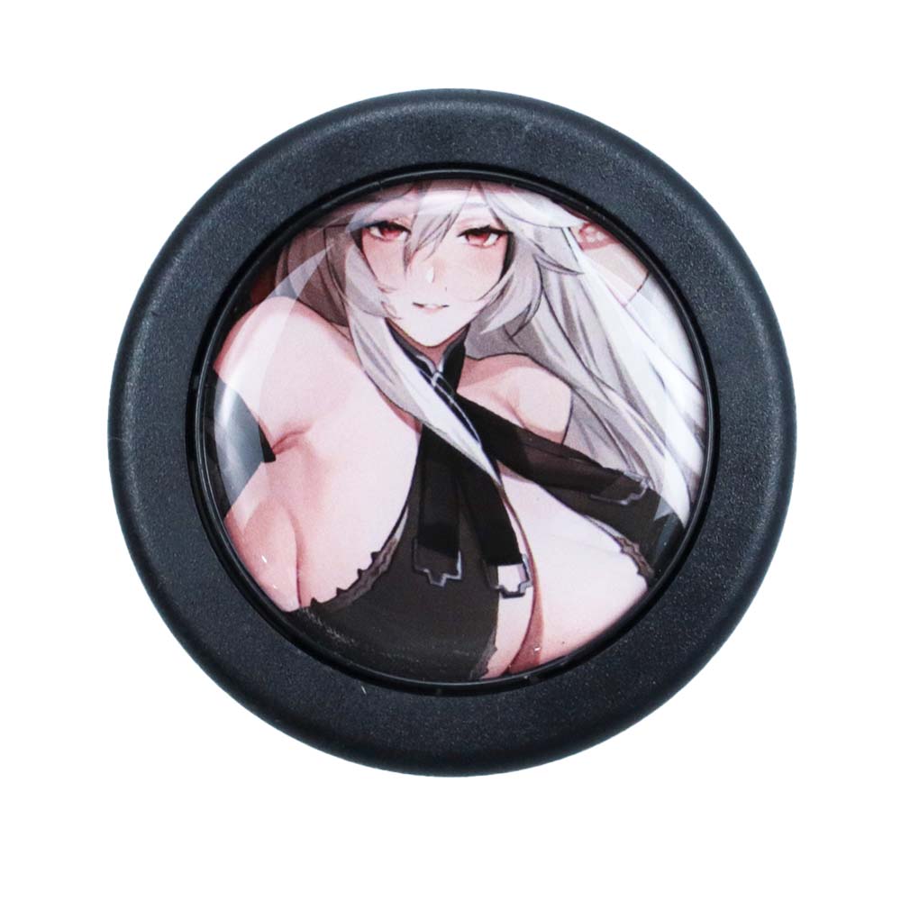 Brand New Universal Anime Hentai Car Horn Button Black Steering Wheel Center Cap