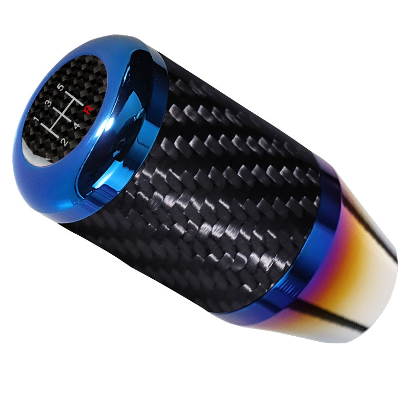 Brand New Universal 5 Speed Car Gear Manuel Stick Real Carbon Fiber / Burnt Blue Shift Knob M8 M10 M12