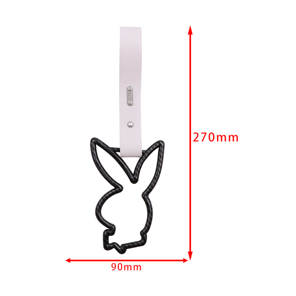 Brand New Playboy Bunny Shaped Carbon Fiber JDM TSURIKAWA Subway Bus Handle White Strap Charm Drift