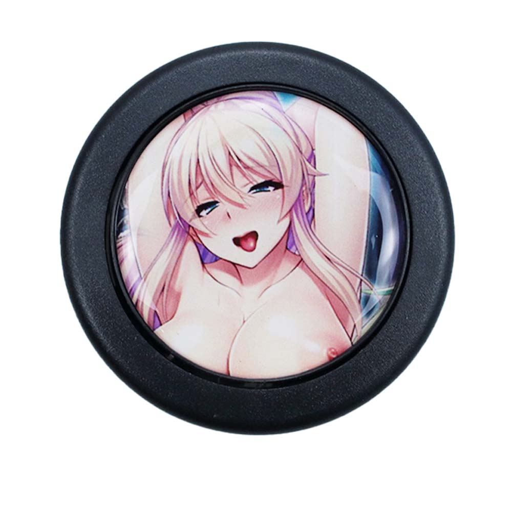 Brand New Universal Anime Hentai Car Horn Button Black Steering Wheel Center Cap