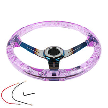 Load image into Gallery viewer, Brand New Universal 6-Hole 350mm Deep Dish Vip Purple Crystal Bubble Burnt Blue Spoke Steering Wheel