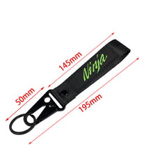 Load image into Gallery viewer, Brand New JDM Ninja Kawasaki Motorcycle Bike Black Racing Keychain Metal key Ring Hook Strap Lanyard Universal