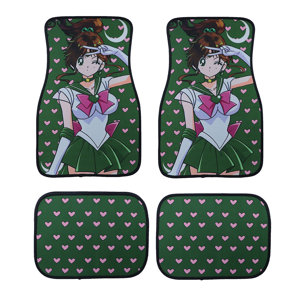 Brand New 4PCS UNIVERSAL ANIME SAILOR JUPITER Racing Fabric Car Floor Mats Interior Carpets