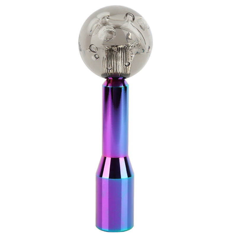 BRAND NEW UNIVERSAL V2 CRYSTAL BUBBLE BLACK ROUND BALL SHIFT KNOB MANUAL CAR RACING GEAR M8 M10 M12 & Neo Chrome Shifter Extender Extension