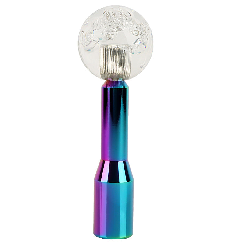 BRAND NEW UNIVERSAL V2 CRYSTAL BUBBLE CLEAR ROUND BALL SHIFT KNOB MANUAL CAR RACING GEAR M8 M10 M12 & Neo Chrome Shifter Extender Extension