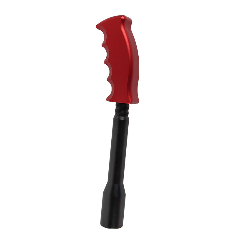 Brand New Universal Red Aluminum Slotted Pistol Grip Handle Manuel Gear Stick Shift Knob M8 M10 M12 & Black Shifter Extender Extension