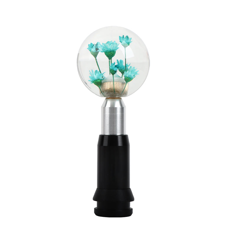 Brand New Universal Round Ball Crystal Clear Green Flowers Automatic Gear Shift Knob Shifter