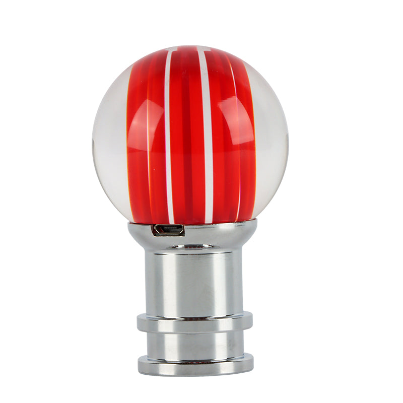 Brand New Universal Jdm Round Ball Crystal Clear Red Stripes Manual Car Racing Gear Shift Knob Shifter M12 M10 M8