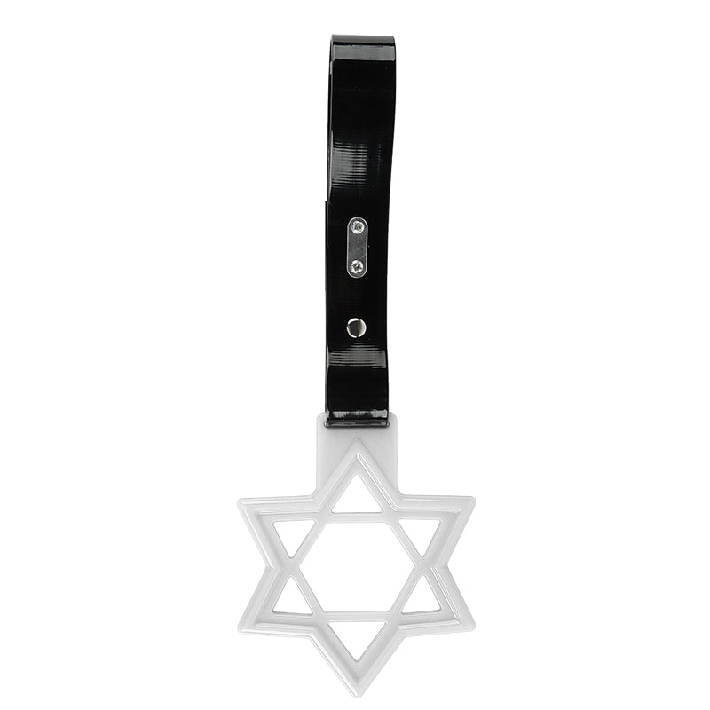 Brand New Hexagram Shaped White JDM TSURIKAWA Subway Bus Black Handle Strap Charm Drift