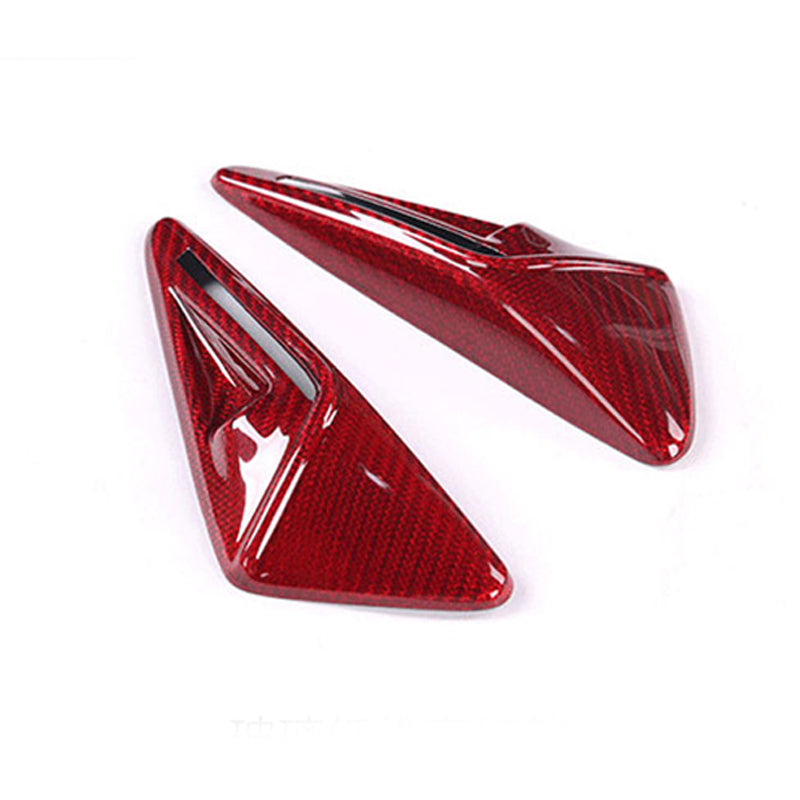 Brand New Tesla Model 3 / Model Y Real Carbon Fiber Red Side Fender Camera Vent Cover Full Trim