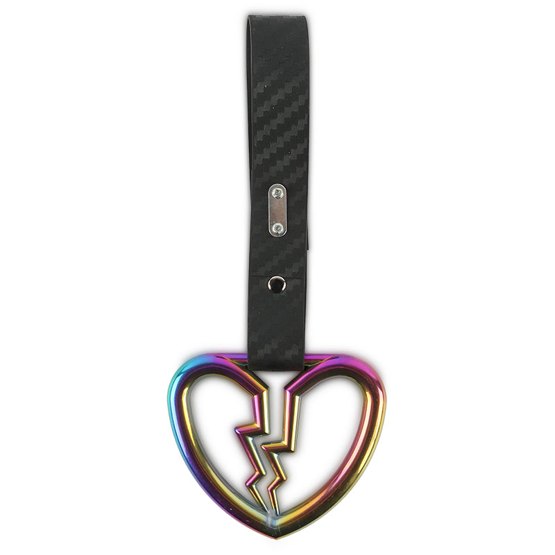 Brand New Broken Heart Neo Chrome JDM TSURIKAWA Ring Subway Train Bus Handle Carbon Fiber Strap Charm Drift