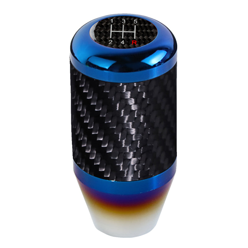 Brand New Universal 5 Speed Car Gear Manuel Stick Real Carbon Fiber / Burnt Blue Shift Knob M8 M10 M12