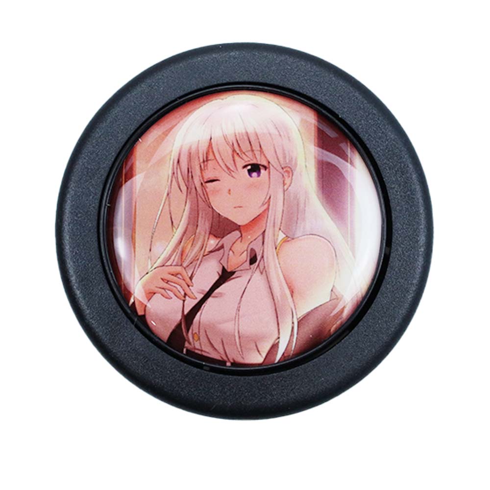 Brand New Universal Anime Hentai Car Horn Button Black Steering Wheel Center Cap