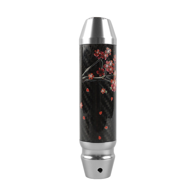 Brand New Sakura Flowers Universal Real Carbon Fiber Silver Aluminum Automatic Transmission Racing Gear Shift Knob