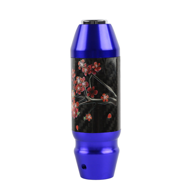 Brand New Universal Sakura Flowers Real Carbon Fiber Blue Aluminum Automatic Transmission Racing Gear Shift Knob