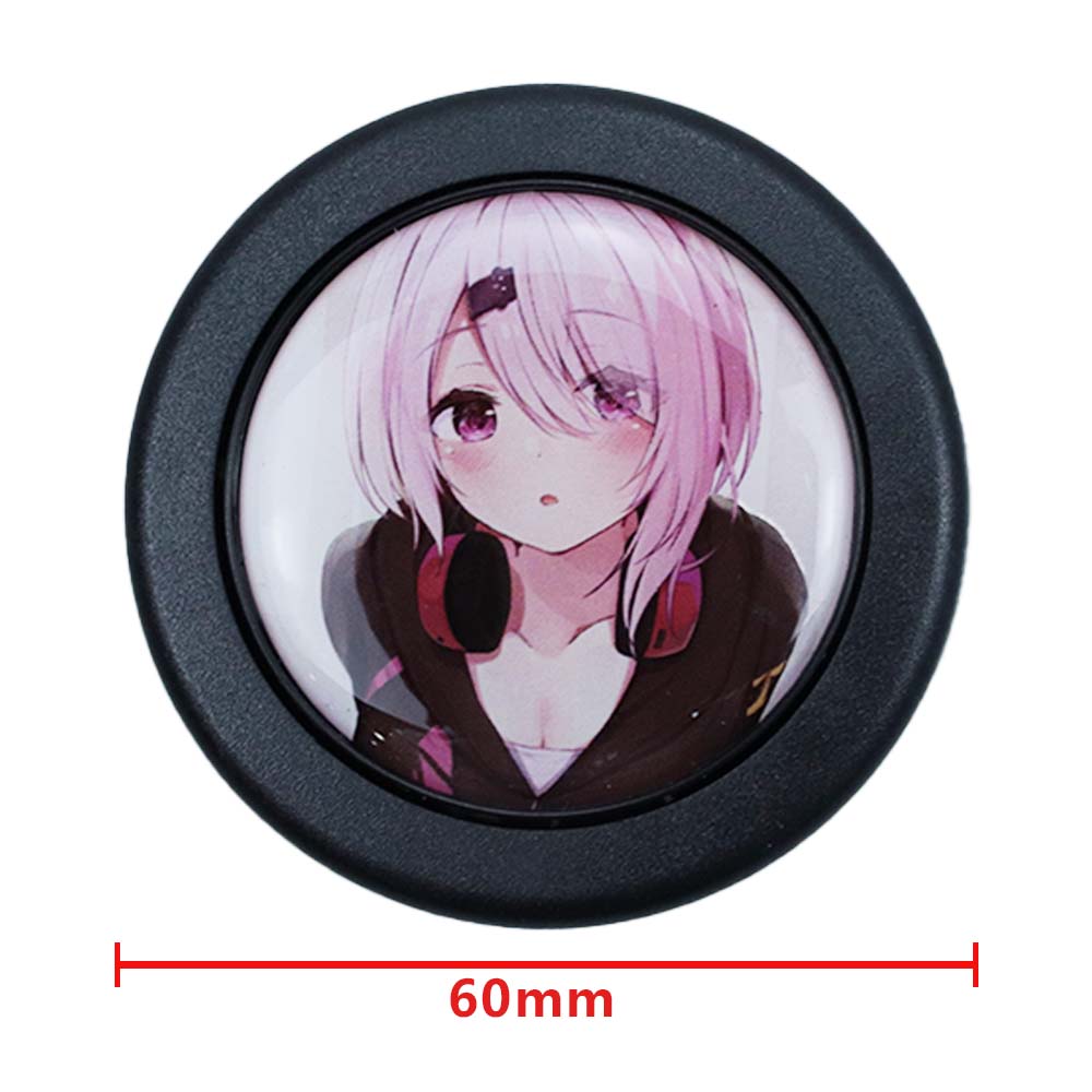 Brand New Universal Anime Hentai Car Horn Button Black Steering Wheel Center Cap