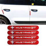 Brand New 4PCS Mustang GT Real Carbon Fiber Red Car Trunk Side Fenders Door Badge Scratch Guard Sticker