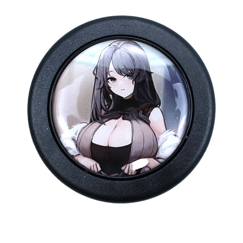 Brand New Universal Anime Hentai Car Horn Button Black Steering Wheel Center Cap