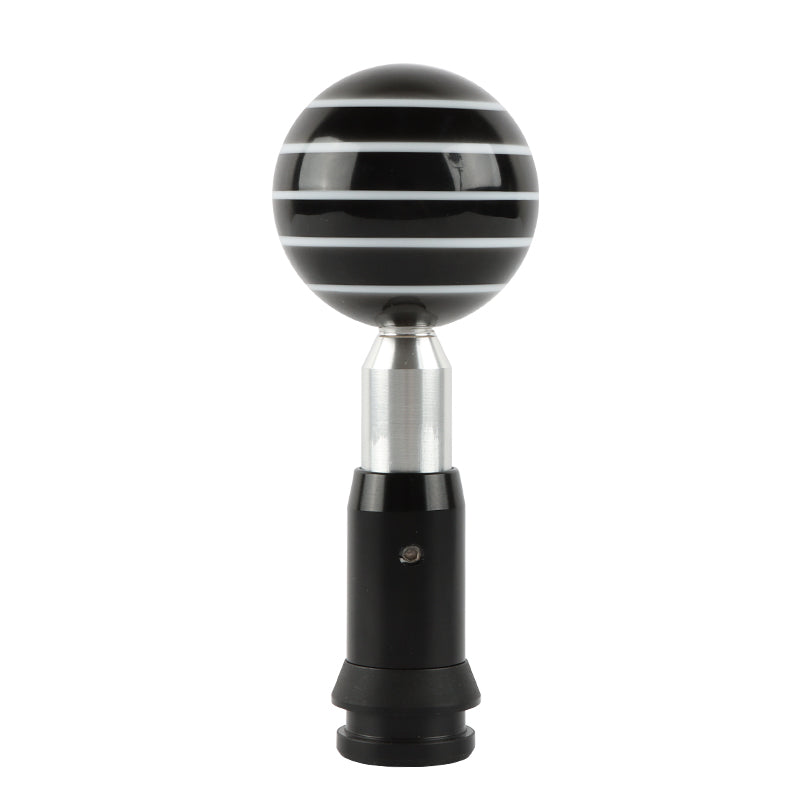 Brand New Jdm Universal Glossy Black W/White Stripes Round Ball Automatic Shift Knob Shifter