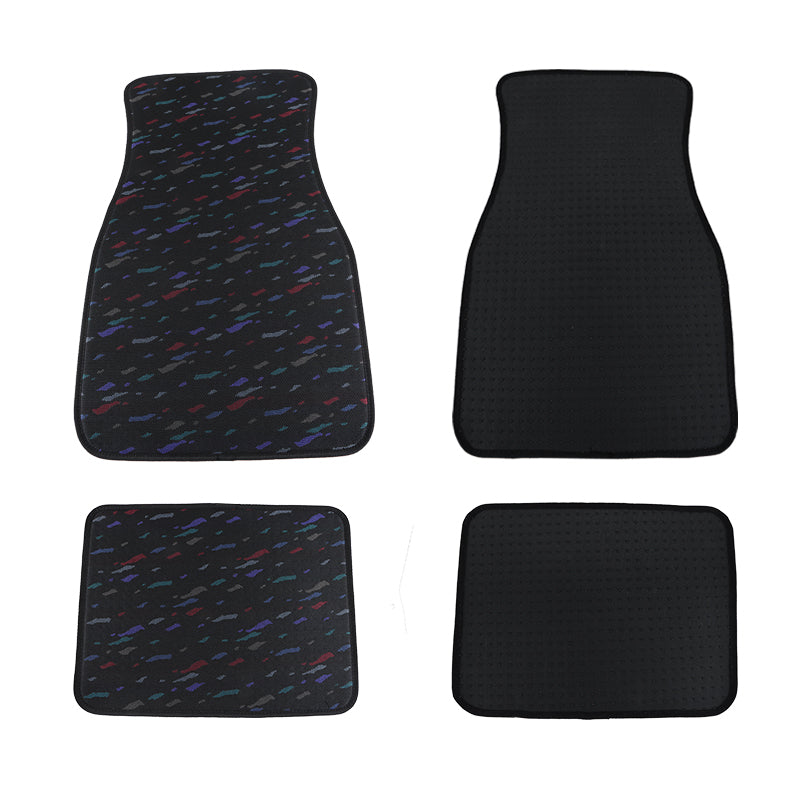 Brand New Universal 4PCS RECARO STYLE Racing Black Fabric Car Floor Mats Interior Carpets