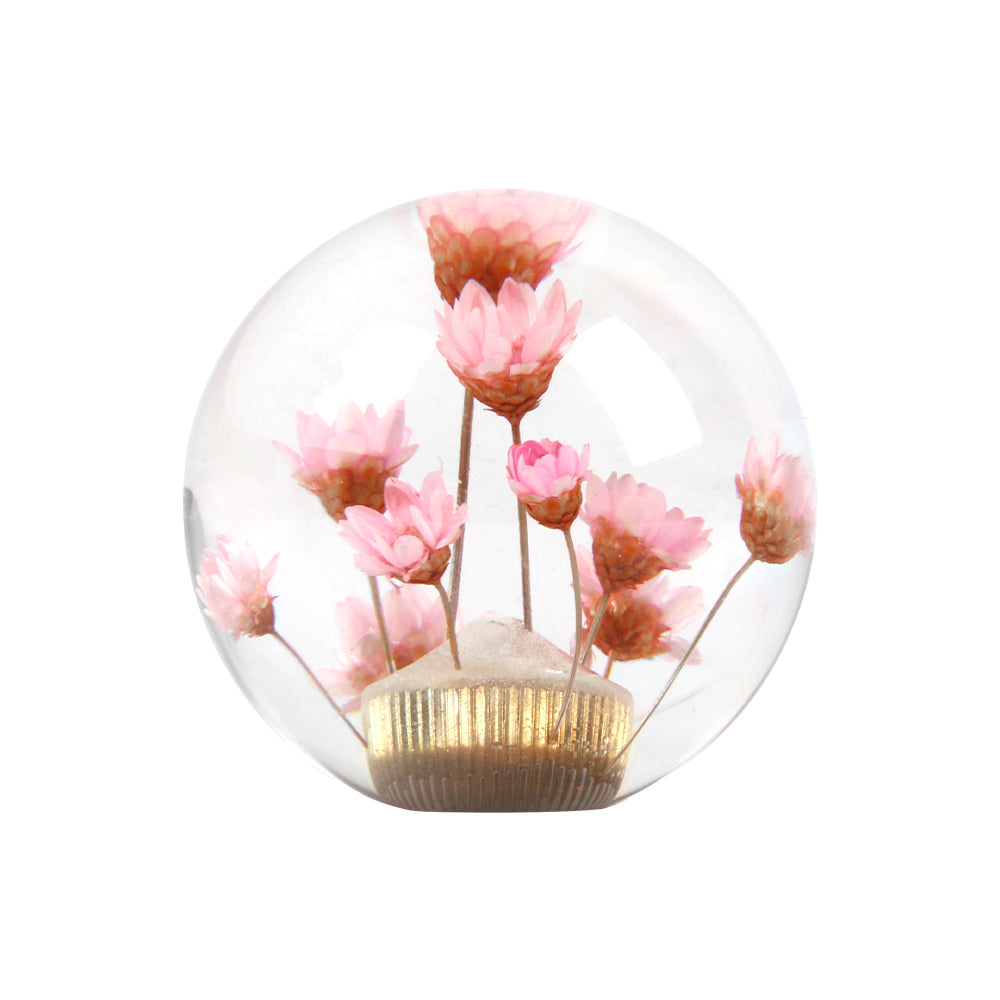 Brand New Universal Round Ball Crystal Clear Pink Flowers Manual Gear Shift Knob Shifter M8 M10 M12