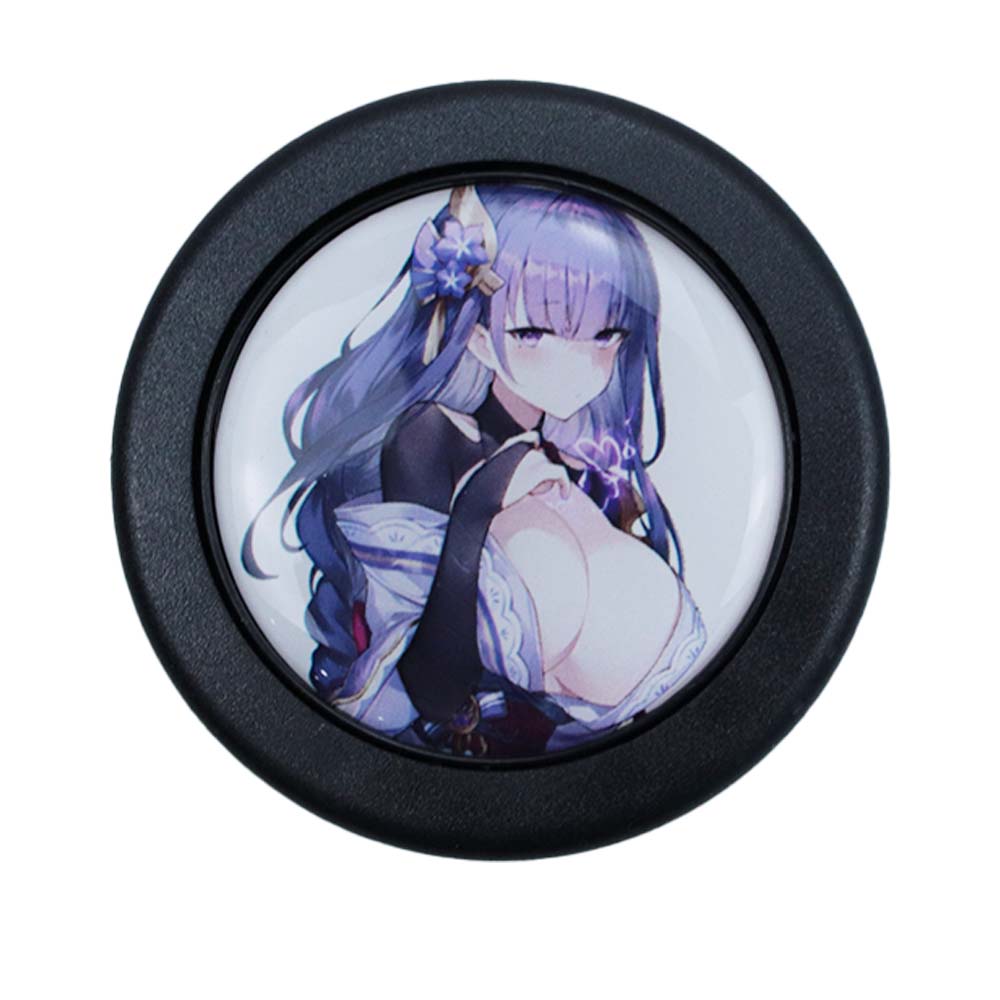 Brand New Universal Anime Hentai Car Horn Button Black Steering Wheel Center Cap