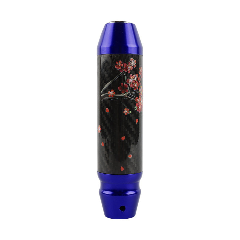 Brand New Sakura Flowers Universal Real Carbon Fiber Blue Aluminum Automatic Transmission Racing Gear Shift Knob