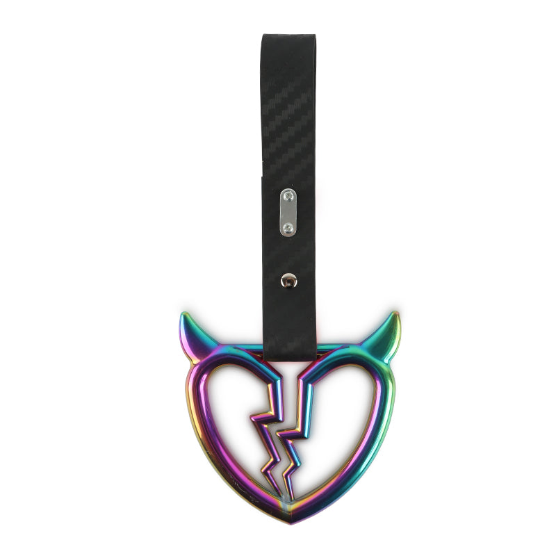 Brand New Devil Broken Heart Neo Chrome JDM TSURIKAWA Ring Subway Train Bus Handle Carbon Strap Charm Drift