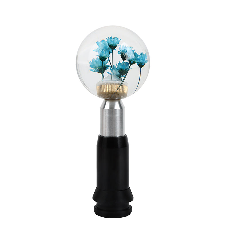 Brand New Universal Round Ball Crystal Clear Teal Flowers Automatic Gear Shift Knob Shifter