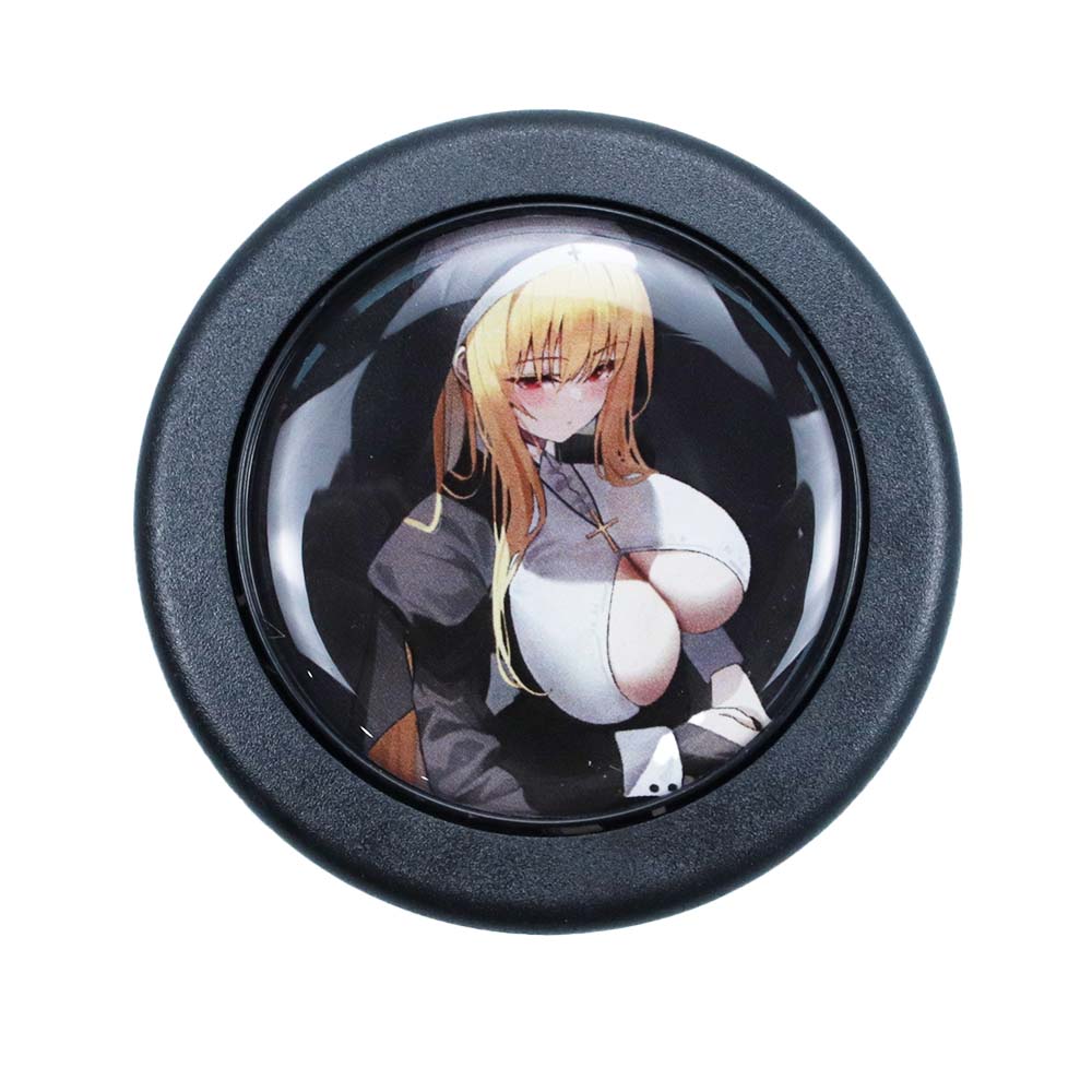 Brand New Universal Anime Hentai Car Horn Button Black Steering Wheel Center Cap