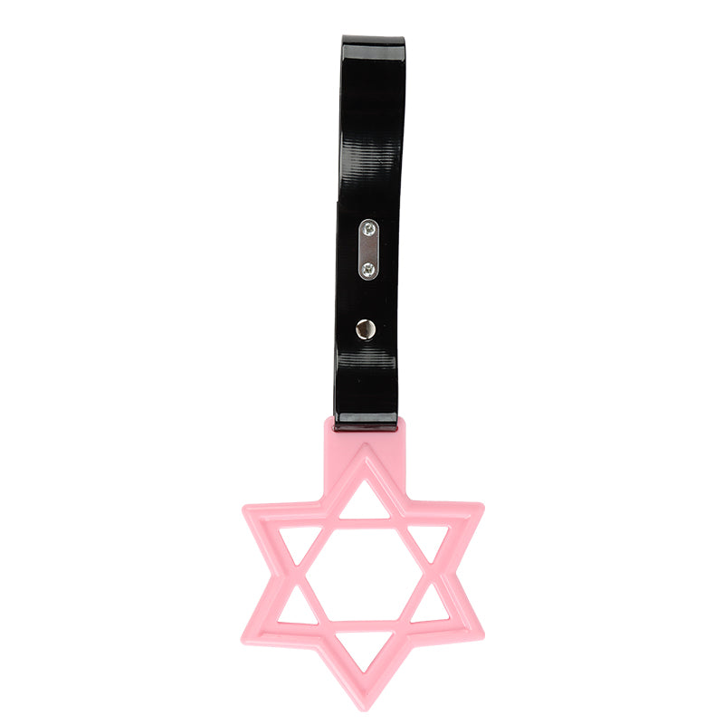 Brand New Hexagram Shaped Pink JDM TSURIKAWA Subway Bus Black Handle Strap Charm Drift