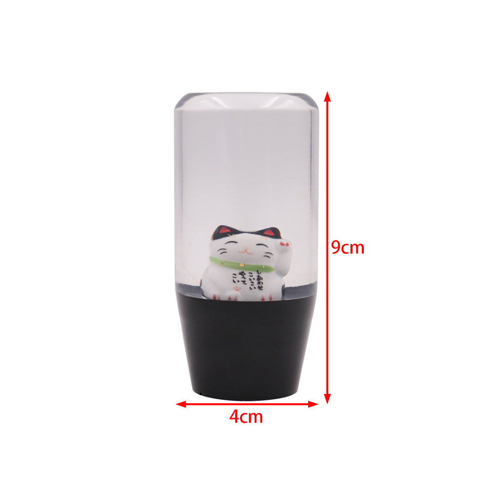 Brand New 1PCS Universal 9CM JDM Clear Fortune Cat Manual Car Black Base Racing Stick Shift Knob M8 M10 M12