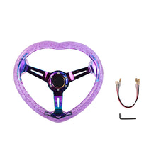 Load image into Gallery viewer, Brand New Universal 6-Hole 350MM Heart Purple Deep Dish Vip Crystal Bubble Neo Spoke Steering Wheel