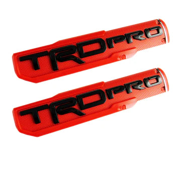 BRAND NEW 2PCS UNIVERSAL 3D TRD PRO Red Side Fender Front Door Badge Logo Nameplate Emblem