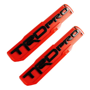 BRAND NEW 2PCS UNIVERSAL 3D TRD PRO Red Side Fender Front Door Badge Logo Nameplate Emblem