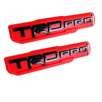 BRAND NEW 2PCS UNIVERSAL 3D TRD PRO Red Side Fender Front Door Badge Logo Nameplate Emblem