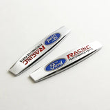 BRAND NEW UNIVERSAL 2PCS FORD RACING 3D METAL EMBLEM BADGE STICKER