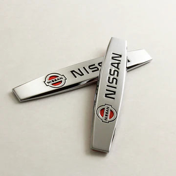 BRAND NEW UNIVERSAL 2PCS NISSAN 3D METAL EMBLEM BADGE STICKER