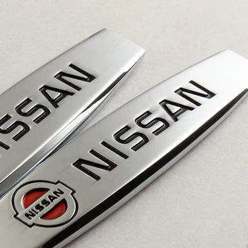 BRAND NEW UNIVERSAL 2PCS NISSAN 3D METAL EMBLEM BADGE STICKER