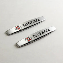 Load image into Gallery viewer, BRAND NEW UNIVERSAL 2PCS NISSAN 3D METAL EMBLEM BADGE STICKER