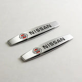 BRAND NEW UNIVERSAL 2PCS NISSAN 3D METAL EMBLEM BADGE STICKER