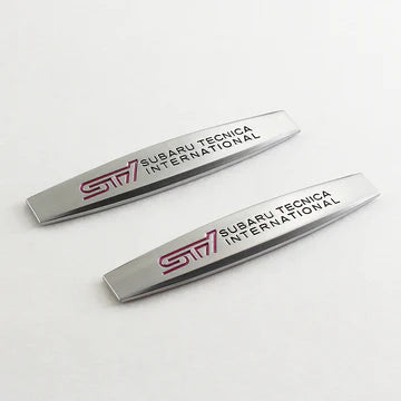 BRAND NEW UNIVERSAL 2PCS SUBARU STI 3D METAL EMBLEM BADGE STICKER