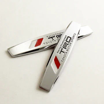 BRAND NEW UNIVERSAL 2PCS TOYOTA TRD 3D METAL EMBLEM BADGE STICKER