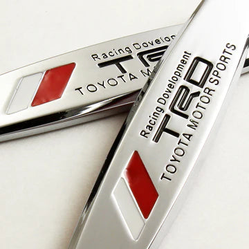 BRAND NEW UNIVERSAL 2PCS TOYOTA TRD 3D METAL EMBLEM BADGE STICKER