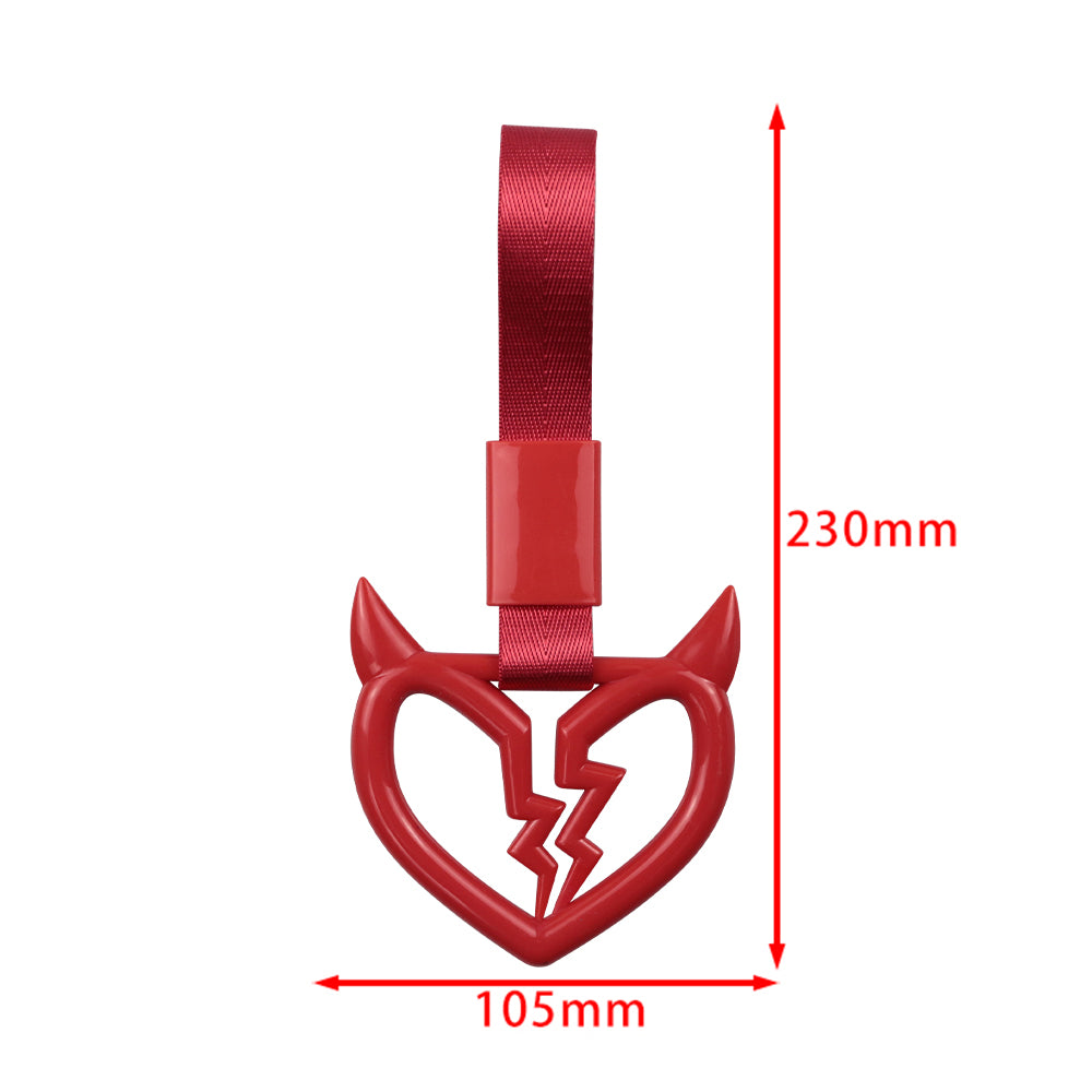 Brand New Devil Demon Broken Heart Red JDM TSURIKAWA Ring Subway Train Bus Red Handle Strap Charm Drift