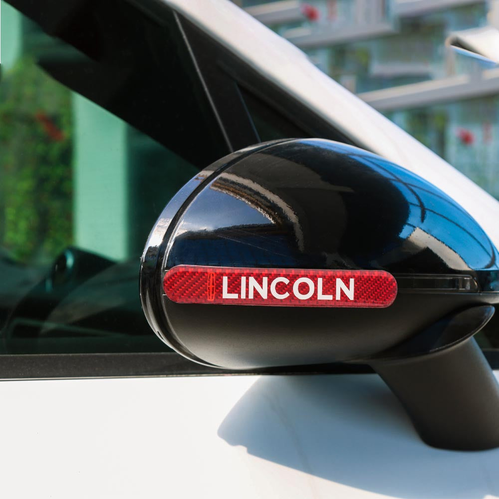 Brand New 8PCS Lincoln Real Carbon Fiber Red Car Trunk Side Fenders Door Badge Scratch Guard Sticker