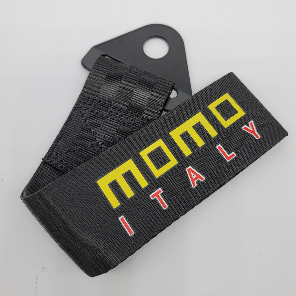 Brand New Universal Momo High Strength Black Tow Towing Strap Hook For Front / REAR BUMPER JDM