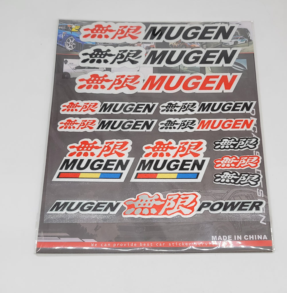 BRAND NEW UNIVERSAL MUGEN POWER 13PCS Small Reflective Decal Sticker Window Vinyl